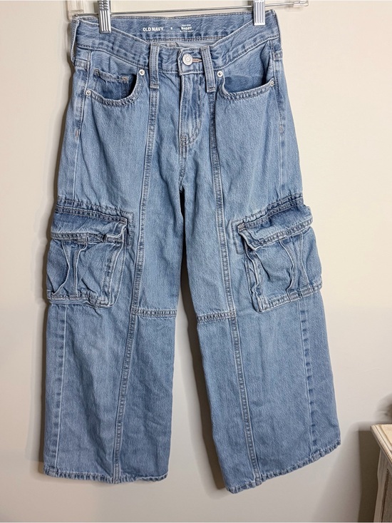 Old Navy Other - Old Navy Light Blue Wide-Leg Cargo Jeans for Girls